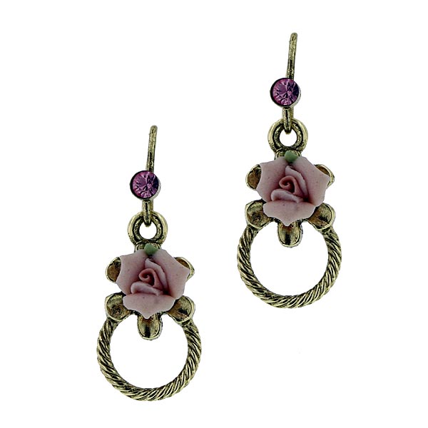 Porcelain Rose Gold & Pink Petite Hoop Earrings
