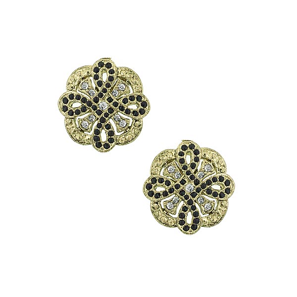 Pave Large Button 1920s Earrings