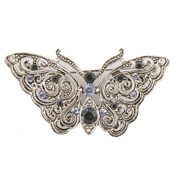 Nature Silver Blue Butterfly Brooch