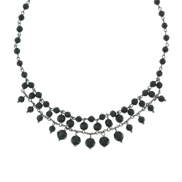 Black Faceted Bead Necklace