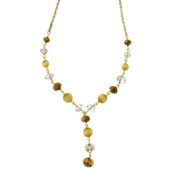 Butterscotch Bead Crystal Ball Drop Necklace