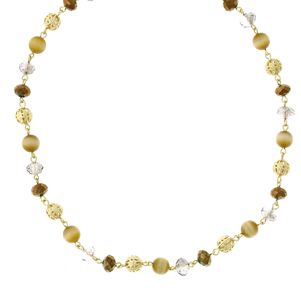 Butterscotch Gold Bead Short Necklace