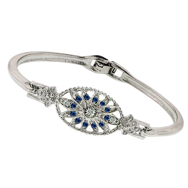 Art Deco Sapphire Floral Crystal Bracelet