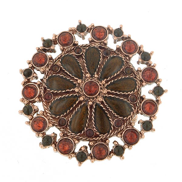 Flower Wreath Copper Enamel Cocktail Ring
